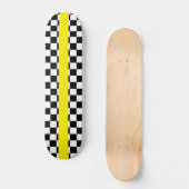Geo-Quadrat mit gelbem Streifen Skateboard (Vorderseite)