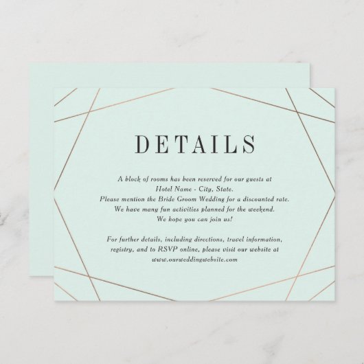 Geo-Rahmen-Hochzeitungs-Detailkarte Postkarte (Vorne/Hinten)