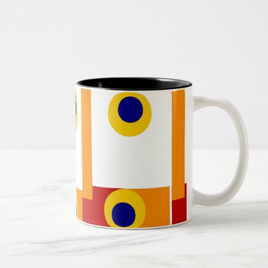 Geo Retro Kaffee-Tasse Zweifarbige Tasse (Rechts)