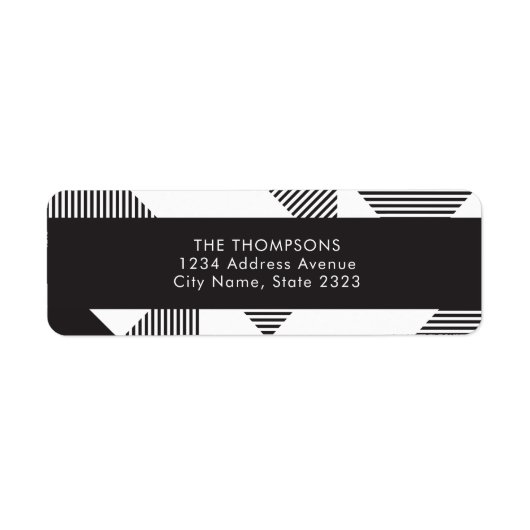 Geo Schwarz-weiß Stripe Rücksendeadresse (Vorne)