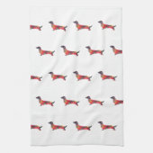 Geo-Silhouette für langhaarige Dackel Geschirrtuch (Vertikal)