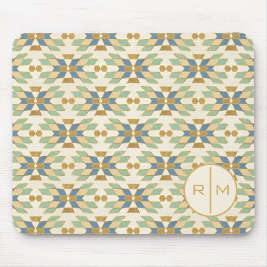 Geo Stammes- Muster des Monogramm-| des Schritt-| Mousepad (Vorne)