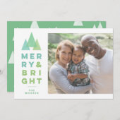 Geo Trees Modern Minimal Weihnachtskarte Feiertagskarte (Vorne/Hinten)