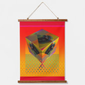 Geo Wood Topped Wall Tapestry Wandteppich Mit Holzrahmen (Vorderseite)