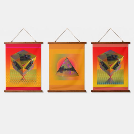 Geo Wood Topped Wall Tapestry Wandteppich Mit Holzrahmen (Dreifach)