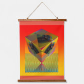 Geo Wood Topped Wall Tapestry Wandteppich Mit Holzrahmen (Vorderseite 3)