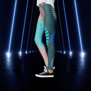 GeoBlend gestreifte Leggings, Erdtöne und Himmelst Leggings