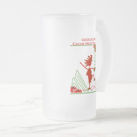 Geocache Geschenk - Cache mir, wenn du kannst! Ges Mattglas Bierglas (VorderseiteRechts)
