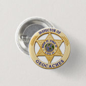 Geocache Inspektor - Fell, Entdeckung, Button (Vorne & Hinten)