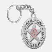 Geocache Inspektor *Special Agent* w/logo Schlüsselanhänger (Vorderseite links)