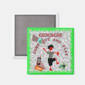 Geocache kommt raus und spielt magnet (Vorderseite/Rückseite)