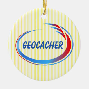 Geocacher Blue und Red Splash Keramik Ornament