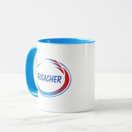 Geocacher Blue und Red Splash Tasse (Vorderseite Links)