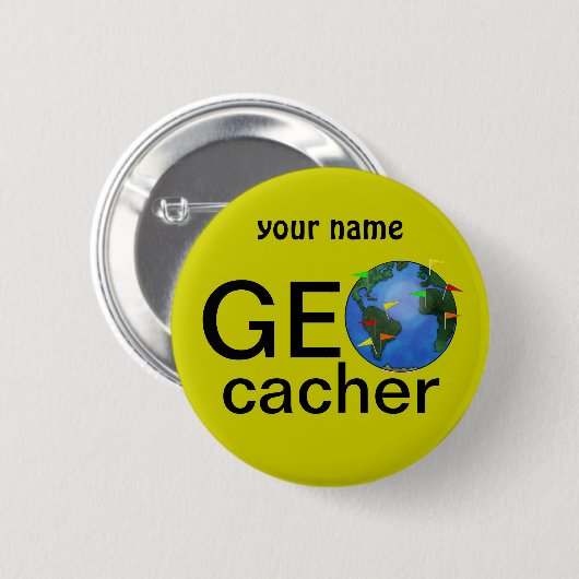 Geocacher ErdeGeocaching individueller Name Button (Vorne & Hinten)