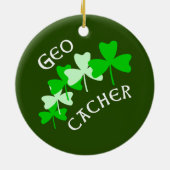 Geocacher-Kleeblätter Keramik Ornament (Hinten)