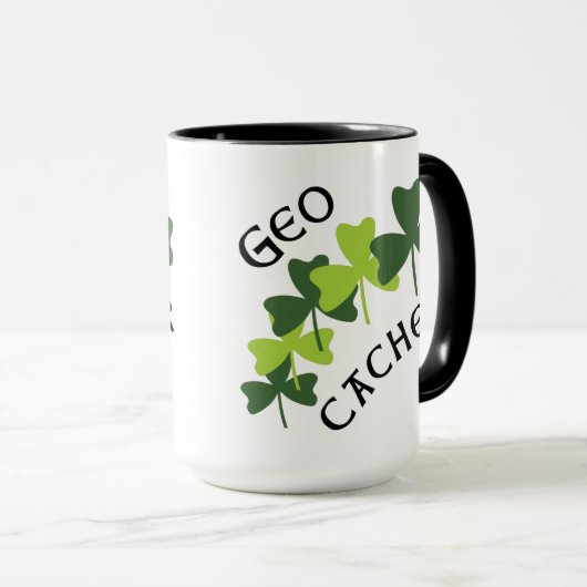 Geocacher-Kleeblätter Tasse (VorderseiteRechts)