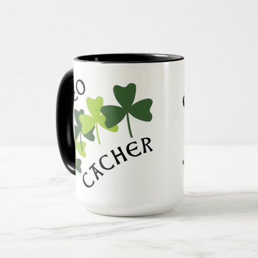 Geocacher-Kleeblätter Tasse (Vorderseite Links)