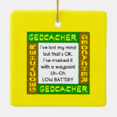 Geocacher verlor den Geist in Grün Keramikornament (Rückseite)