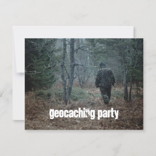 Geocaching Party-Suche-Spaß-Thema-Holz-Einladungen Einladung (Vorderseite)