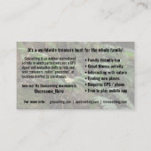 Geocaching Trail Card mit Infos für Muggles Visitenkarte (Rückseite)