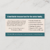 Geocaching Trail Card mit Infos für Muggles Visitenkarte (Rückseite)