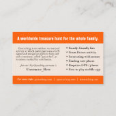 Geocaching Trail Card mit Infos für Muggles Visitenkarte (Rückseite)