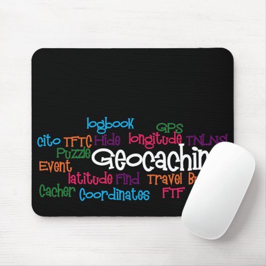 Geocaching Wort-Collage Mousepad (Mit Mouse)