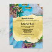 Geode abstrakte Pfauenfarben Aquarellfärbung Einladung (Vorne/Hinten)