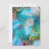 Geode abstrakte Pfauenfarben Aquarellfärbung Einladung (Rückseite)