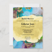 Geode abstrakte Pfauenfarben Aquarellfärbung Einladung (Vorderseite)