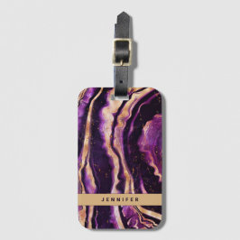 Geode Abstrakter Lila Gold Agate Gepäckanhänger