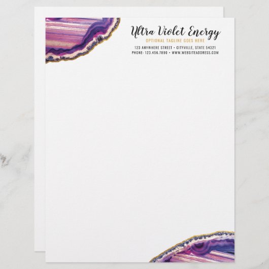 Geode Achat-Scheibe-Edelstein-ultraviolettes Lila Briefbogen (Vorne/Hinten)