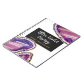 Geode Achat-Scheibe-Edelstein-ultraviolettes Lila Notizblock (Linke Seite)