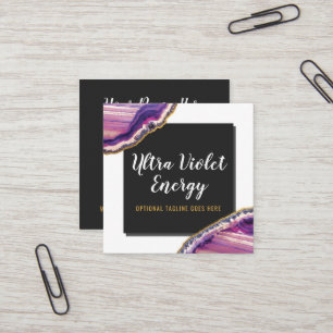 Geode Achat-Scheibe-Edelstein-ultraviolettes Lila Quadratische Visitenkarte