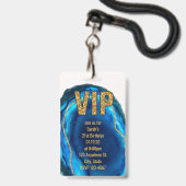 Geode Agate Blue Gold Geburtstag VIP Einladung Ausweis (Front with Lanyard)
