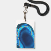 Geode Agate Blue Gold Geburtstag VIP Einladung Ausweis (Back with Lanyard)