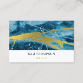 Geode Agate Blue Gold Social Media QR Visitenkarte (Vorderseite)