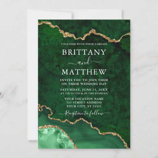 Geode Agate Foto Wedding Einladung (Vorderseite)