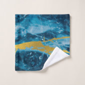 Geode Agate Gemstone Blue und Gold Badhandtuch Set (Waschlappen)