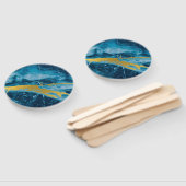 Geode Agate Gemstone Blue und Gold Fächer (Non-assembled)