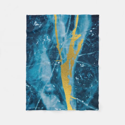Geode Agate Gemstone Blue und Gold Fleecedecke (Vorderseite)