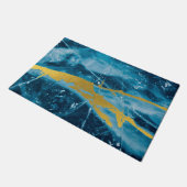 Geode Agate Gemstone Blue und Gold Fußmatte (Schrägansicht)