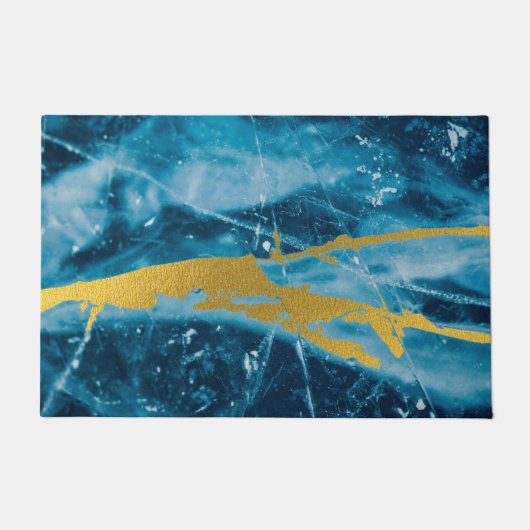 Geode Agate Gemstone Blue und Gold Fußmatte (Vorderseite)