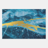 Geode Agate Gemstone Blue und Gold Geschenkpapier Set (Vorderseite 3)