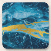 Geode Agate Gemstone Blue und Gold Getränkeuntersetzer (Vorderseite)