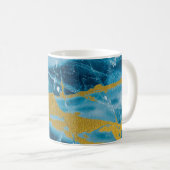 Geode Agate Gemstone Blue und Gold Kaffeetasse (VorderseiteRechts)