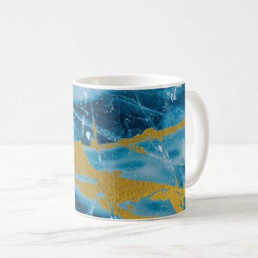 Geode Agate Gemstone Blue und Gold Kaffeetasse (VorderseiteRechts)