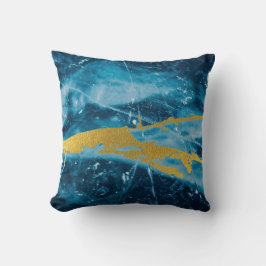 Geode Agate Gemstone Blue und Gold Kissen