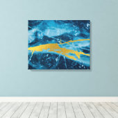 Geode Agate Gemstone Blue und Gold Leinwanddruck (Insitu (Holzboden))