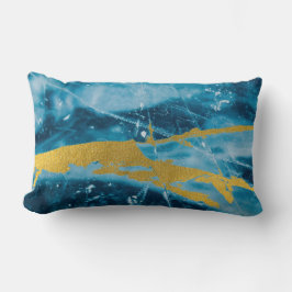 Geode Agate Gemstone Blue und Gold Lendenkissen